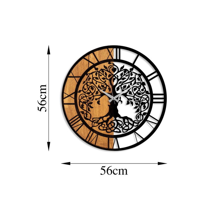 Wallity Reloj de pared decorativo de madera Nogal y Negro